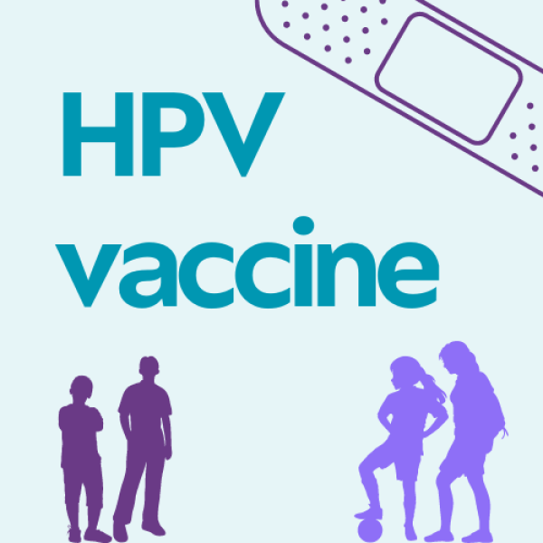 HPV vaccine thumbnail image with plaster and young teenagers