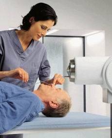 Image of a patient undergoing brachytherapy radiotherapy