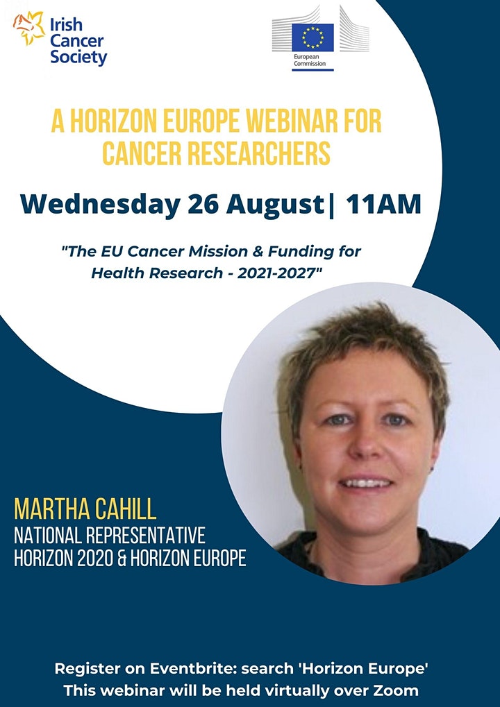 Irish Cancer Society Horizon Europe Webinar takes place 26 August 2020