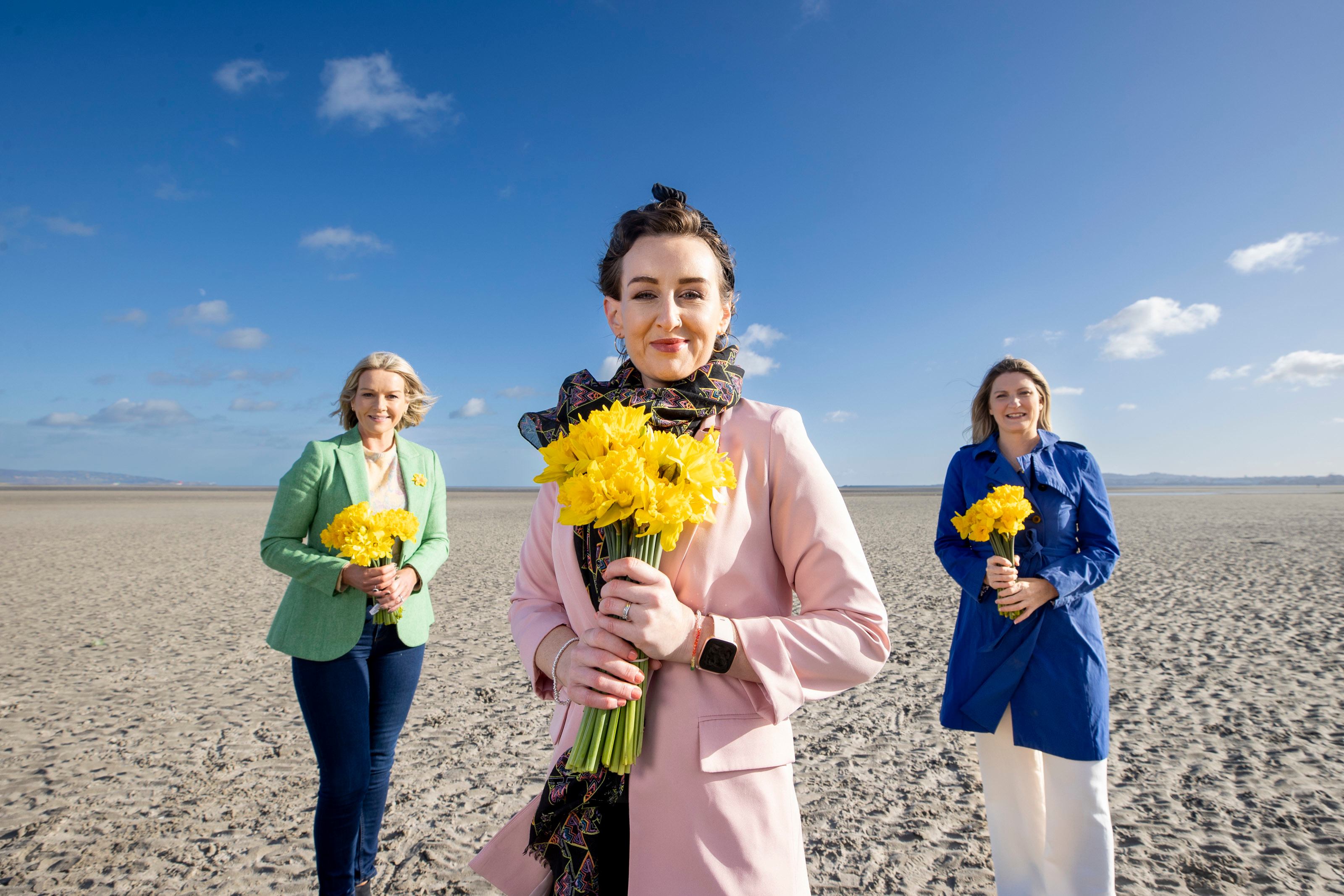 Donna Marie Cullen, Claire Byrne and Irish Cancer Society CEO Averil Power at the launch of Daffodil Day 2022