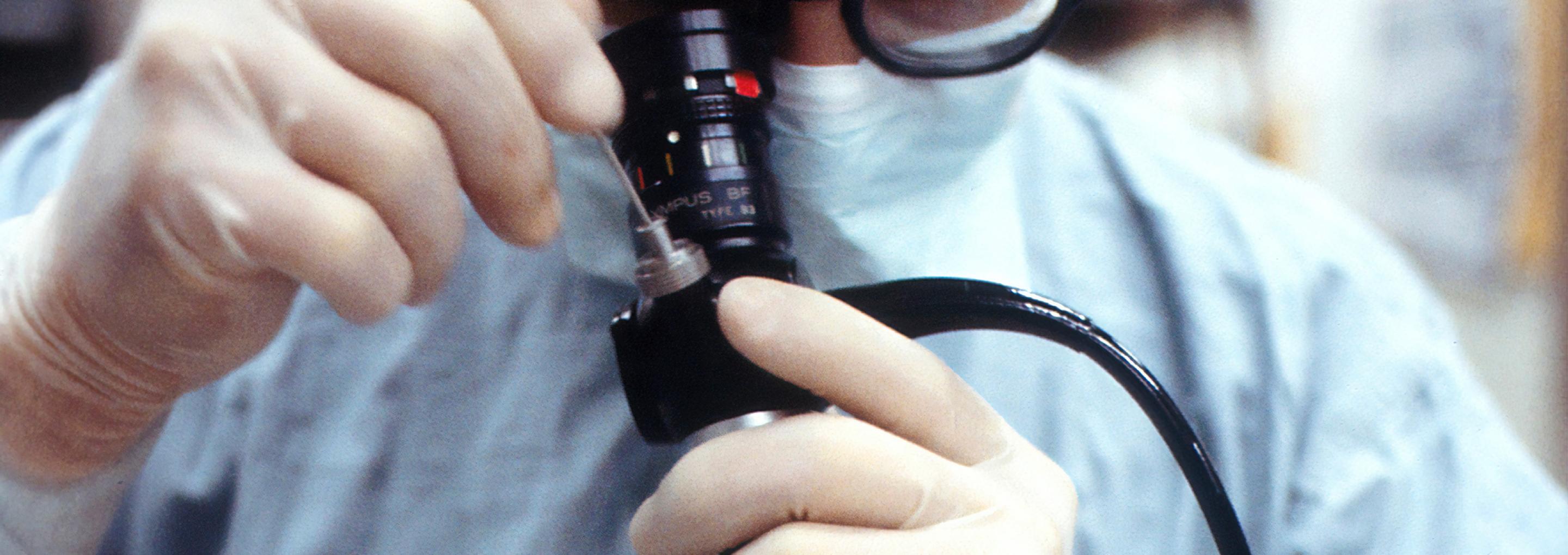 an up close shot of an endoscopic medical instrument