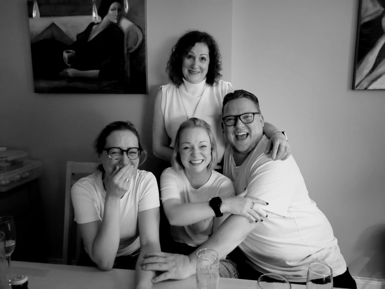 Emma Aspell, breast cancer patient, with sister, brother and mum