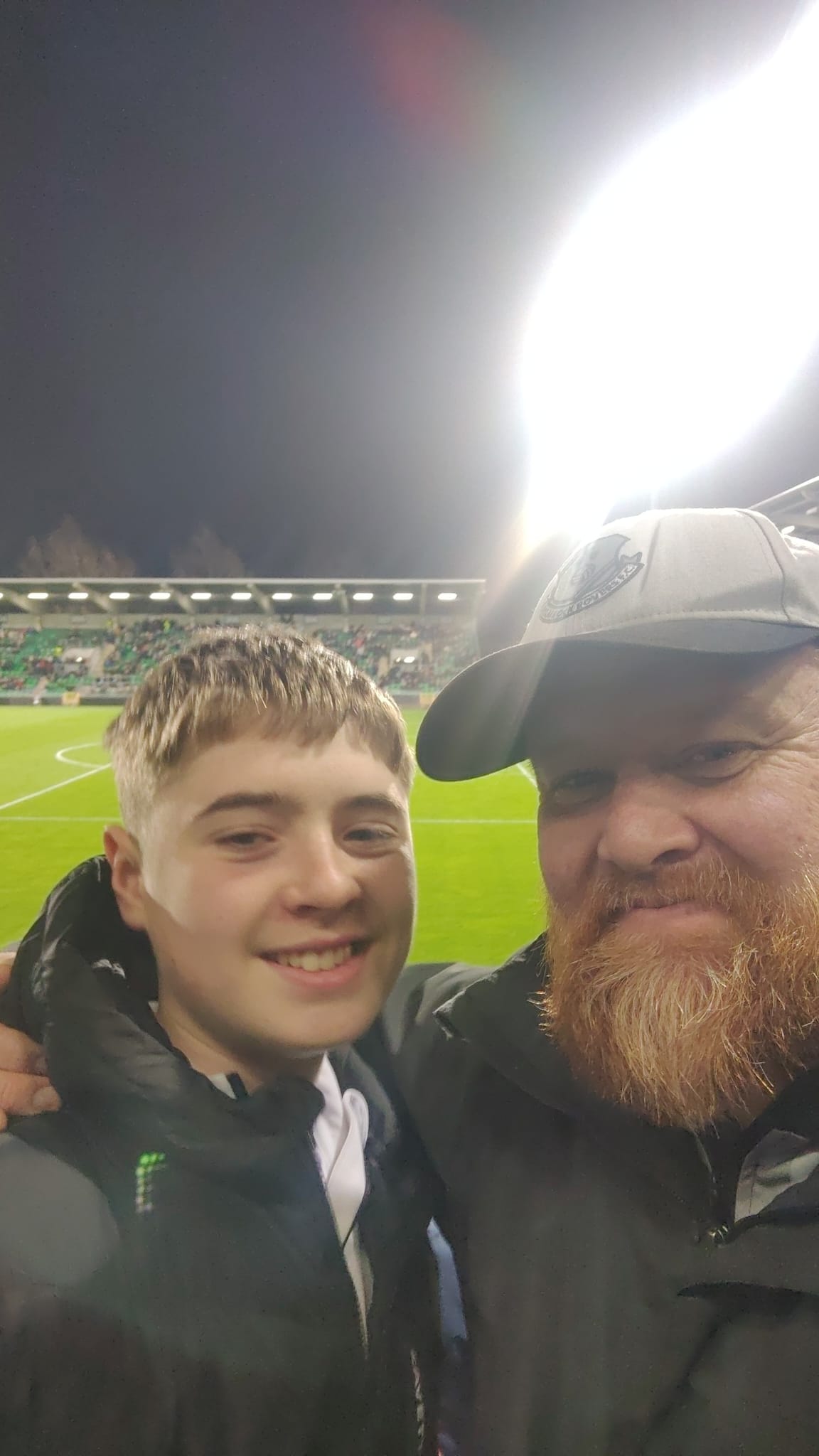 Robert Flanagan and son Jack at Shamrock Rovers match
