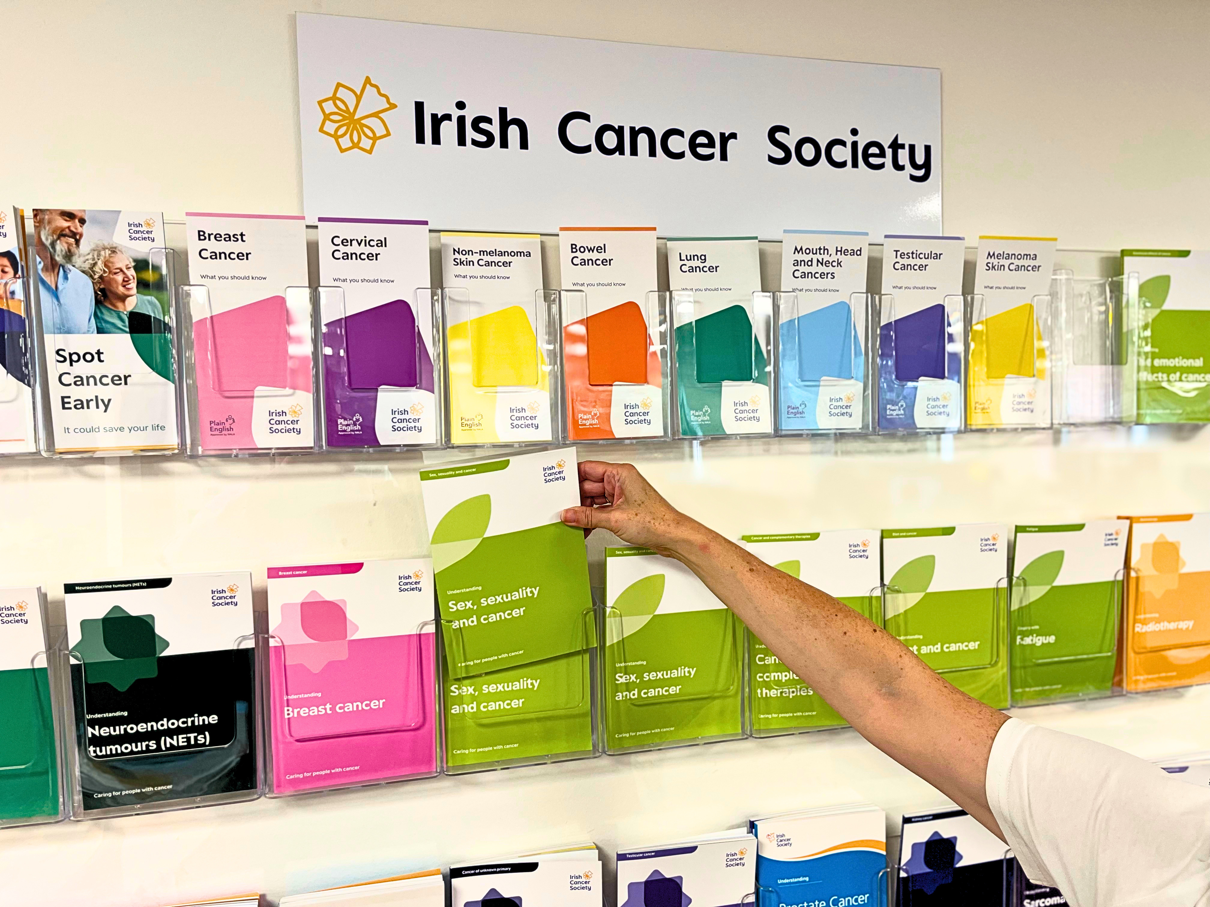 Irish Cancer Society booklets display case