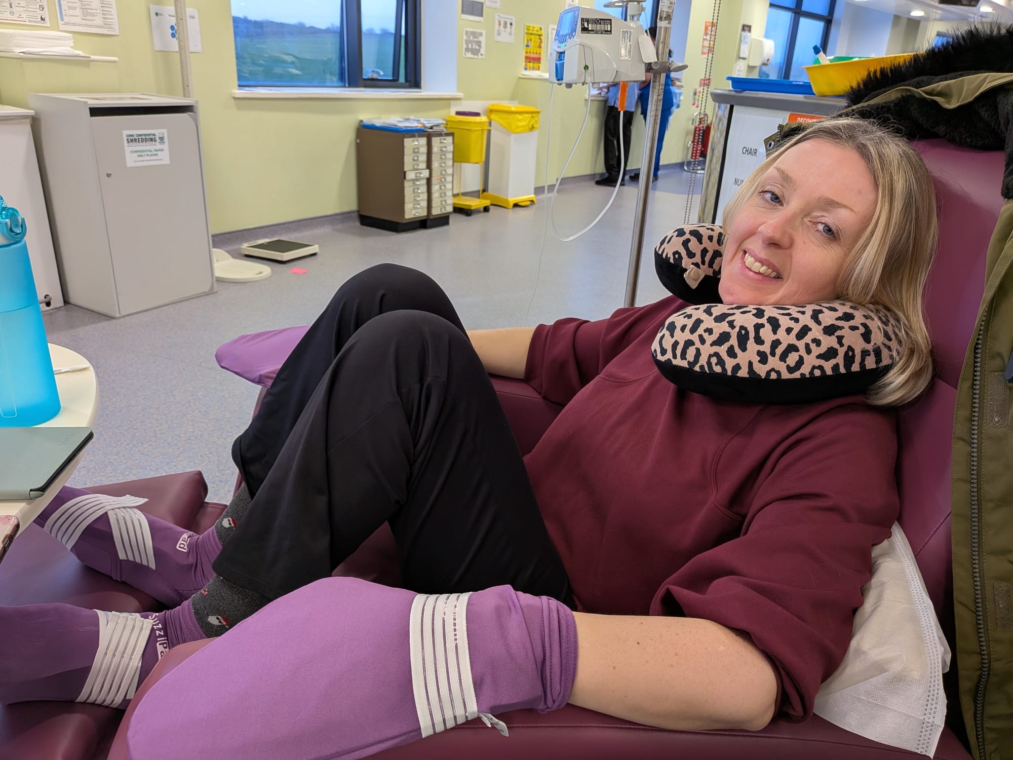 Hazel in hospital receiving treatment