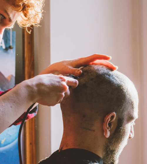 Shaving head at home