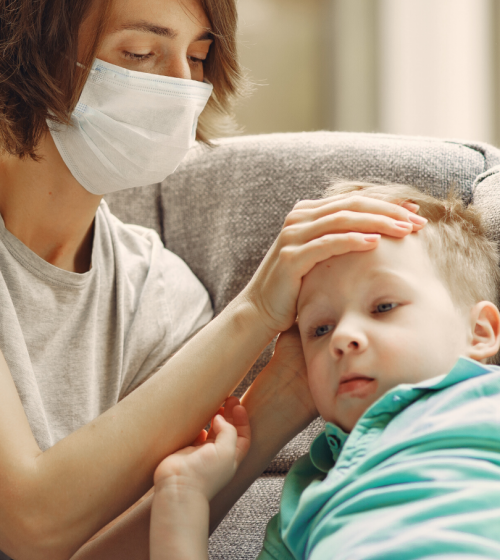 sick child and mother
