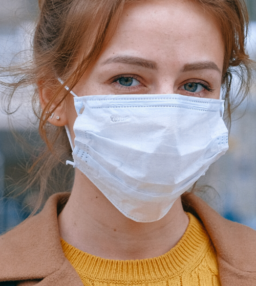 Woman wearing face mask