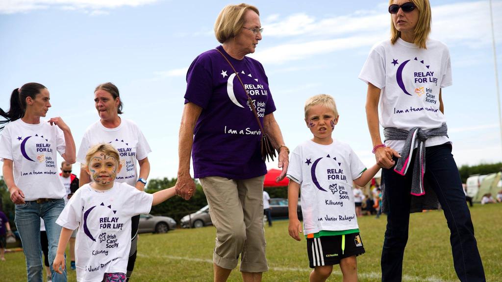 Grandparents walking with children at Relay For Life Kilkenny