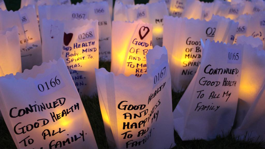 Relay For Life Candle of Hope bag with message written on it