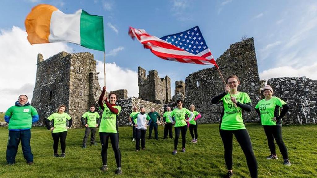 Participants with flags at Moylagh JFK 50 Mile Challenge