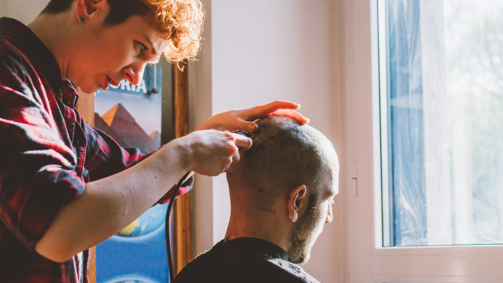 Shaving head at home