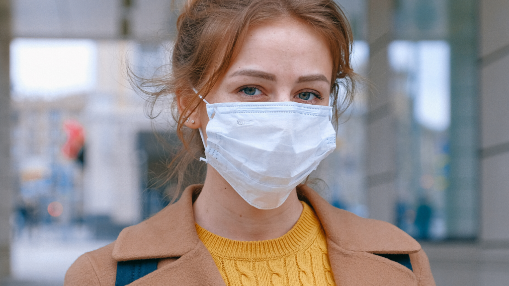 Woman wearing face mask