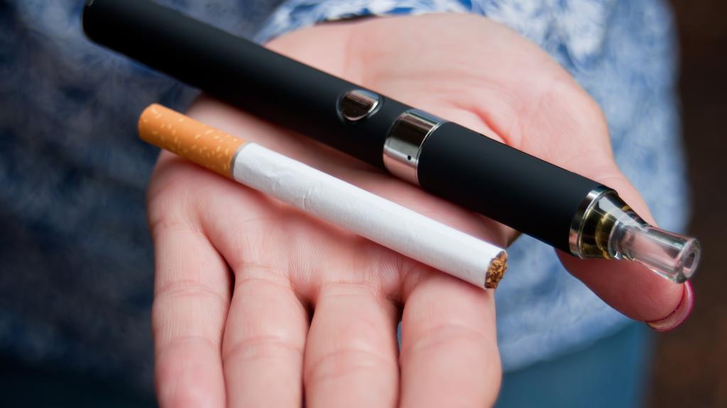 Picture of a normal cigarette and an e-cigarette