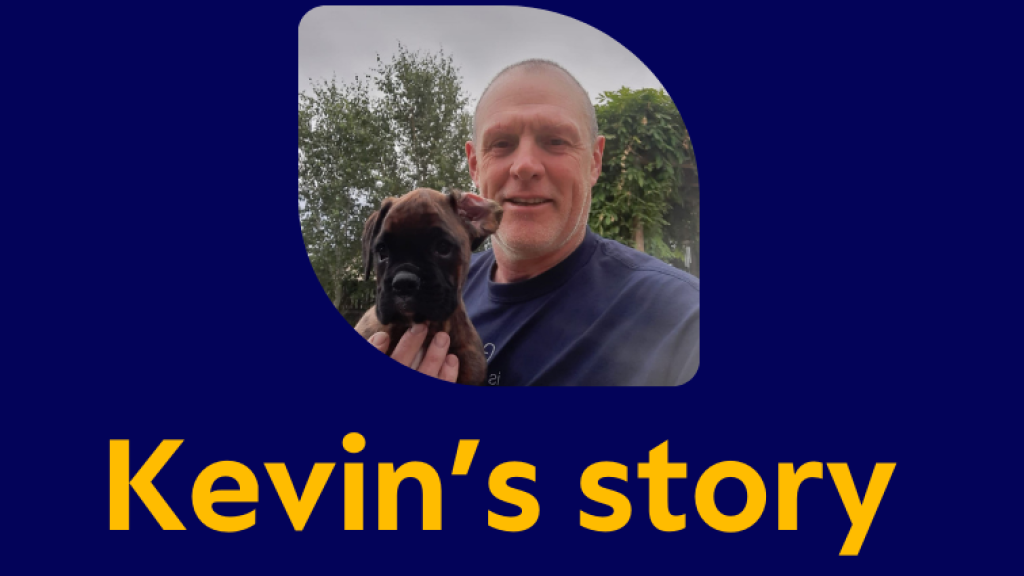 Skin cancer survivor, Kevin Roden, and his dog, Tilly