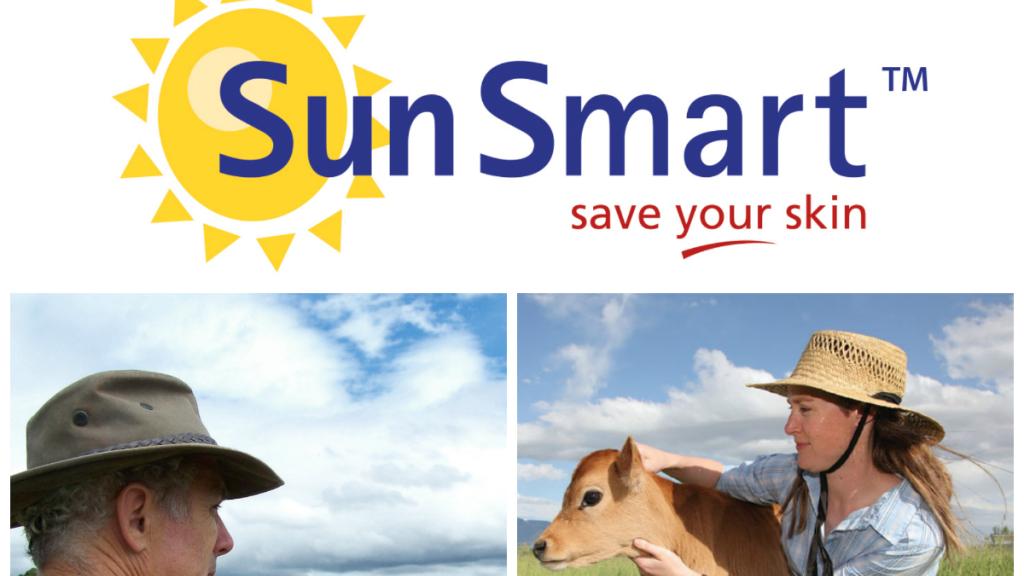 Image of SunSmart logo and farmers outside wearing hats