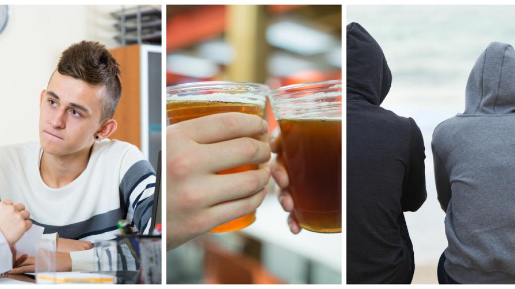 Photo of young man and pints of beer