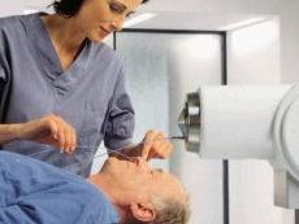 Image of a patient undergoing brachytherapy radiotherapy