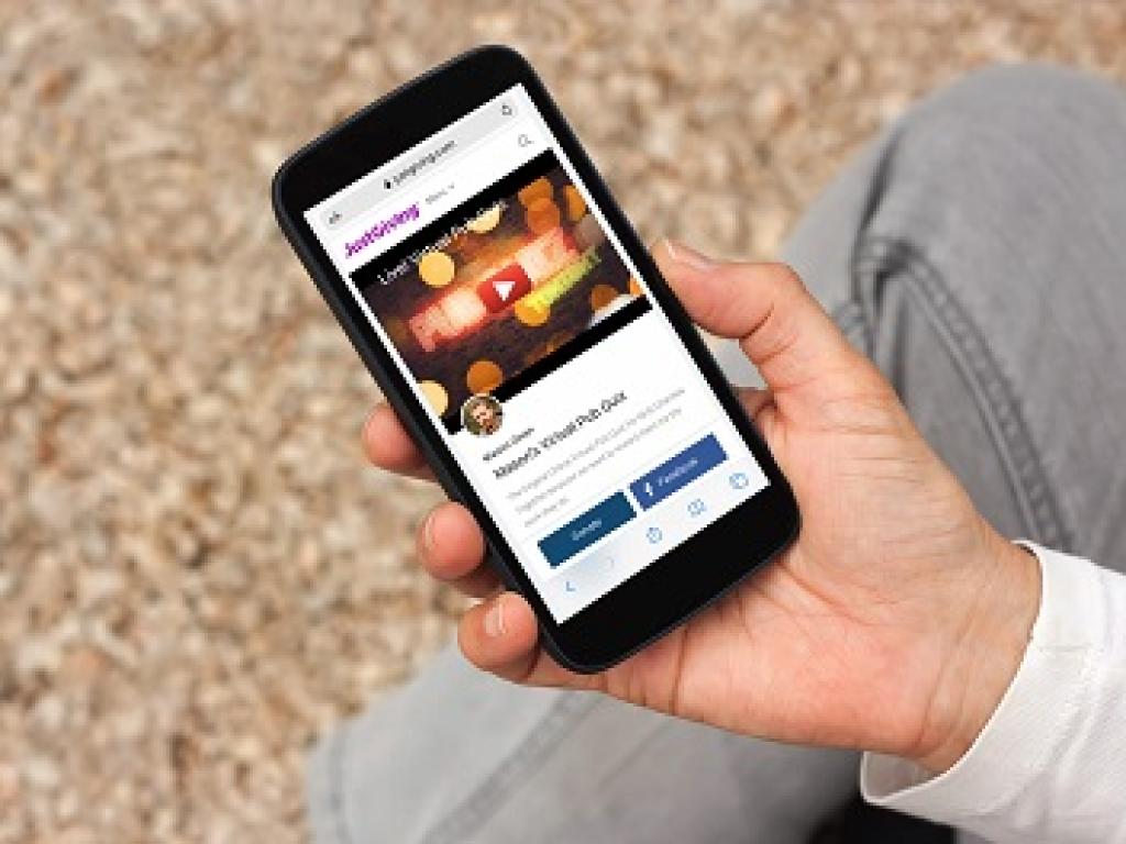 JustGiving website on phone