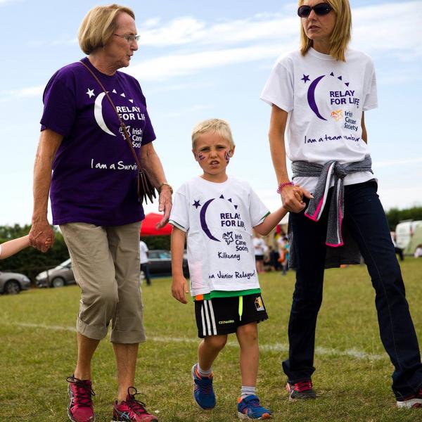 Grandparents walking with children at Relay For Life Kilkenny