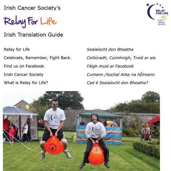Relay For Life Irish translation guide