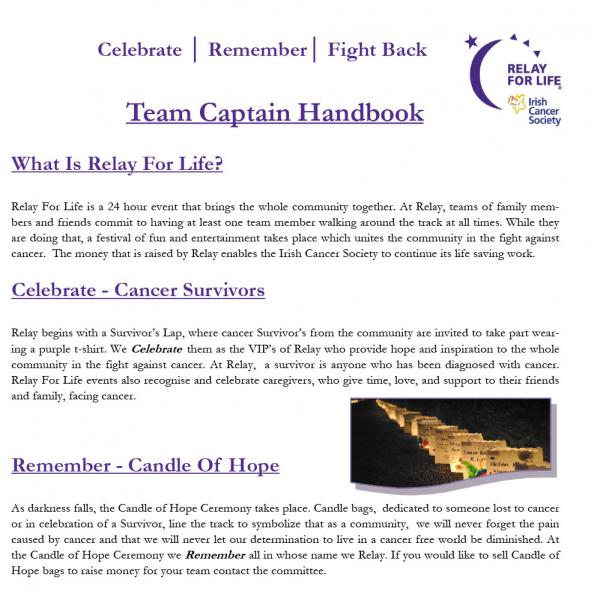 Relay For Life team captain's handbook