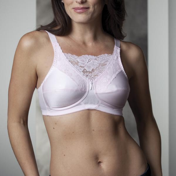 Woman in bra and prosthesis