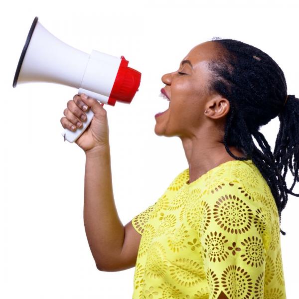 Woman with a megaphone