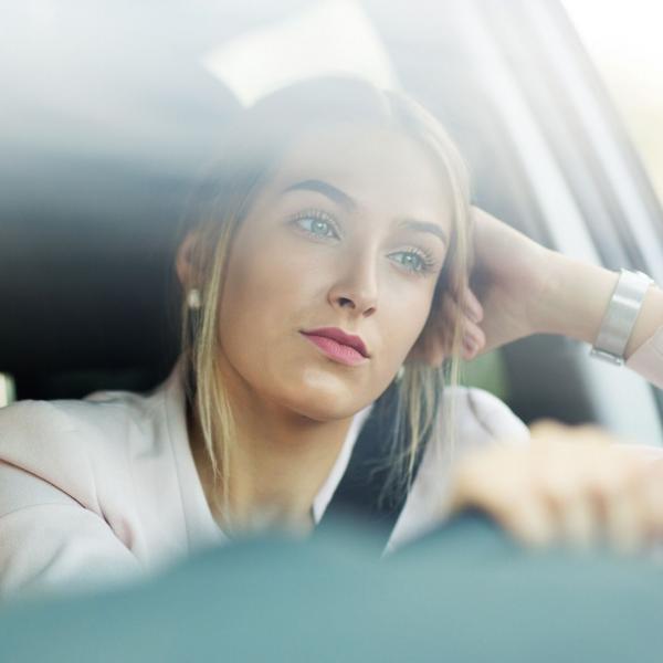 Woman driving a car
