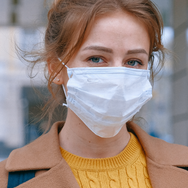 Woman wearing face mask