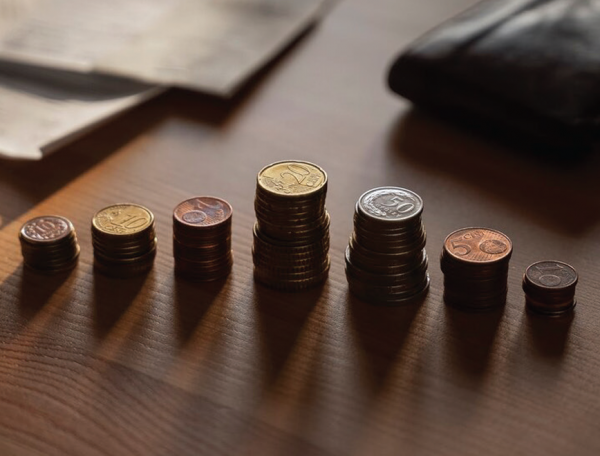 stacks of coins on a table