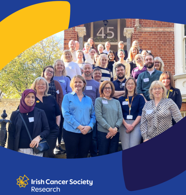 A group photo of attendees on the steps of the Irish Cancer Society head office