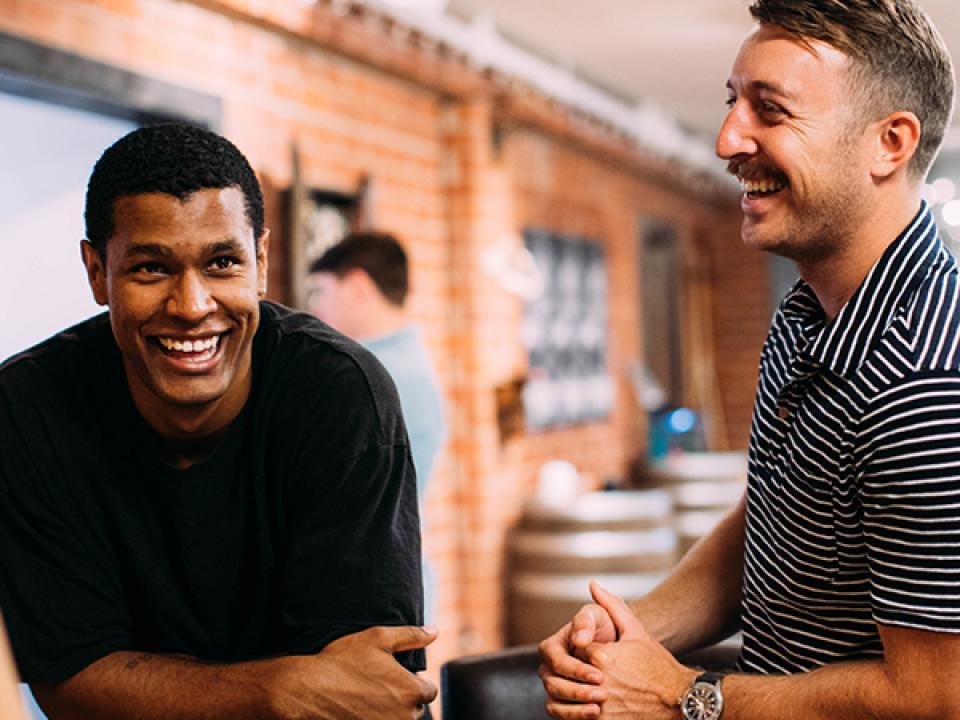 Two men taking part in Movember