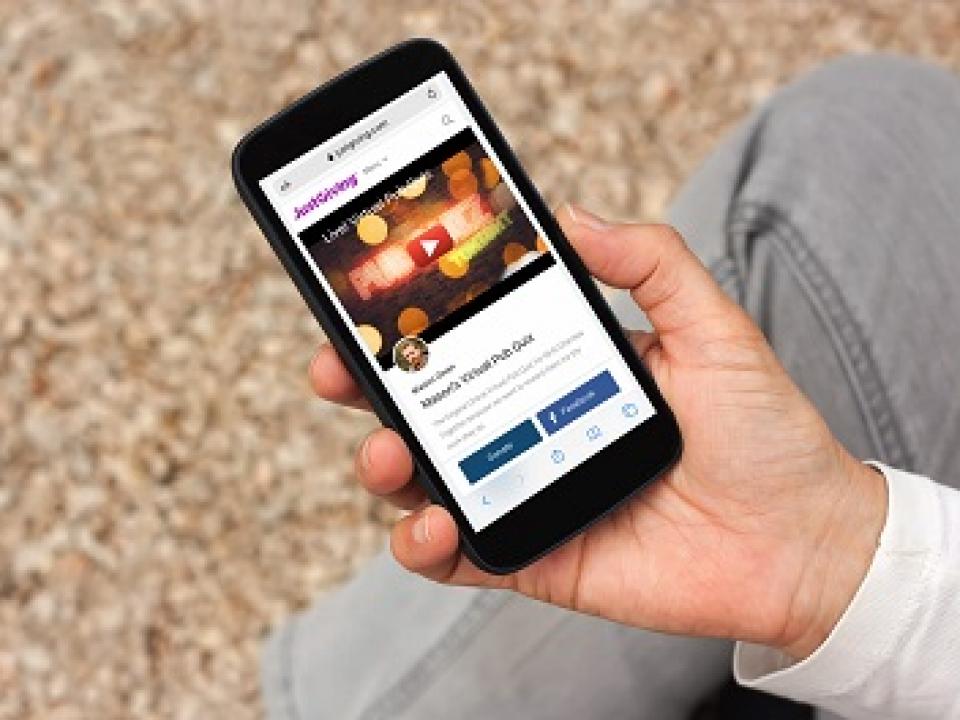 JustGiving website on phone