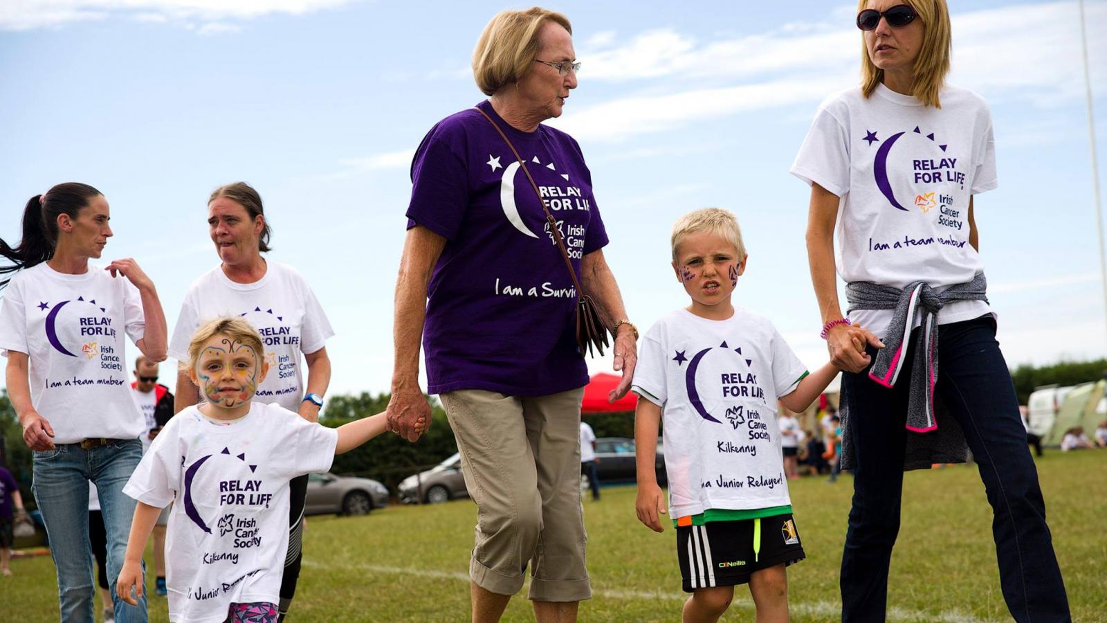 Grandparents walking with children at Relay For Life Kilkenny