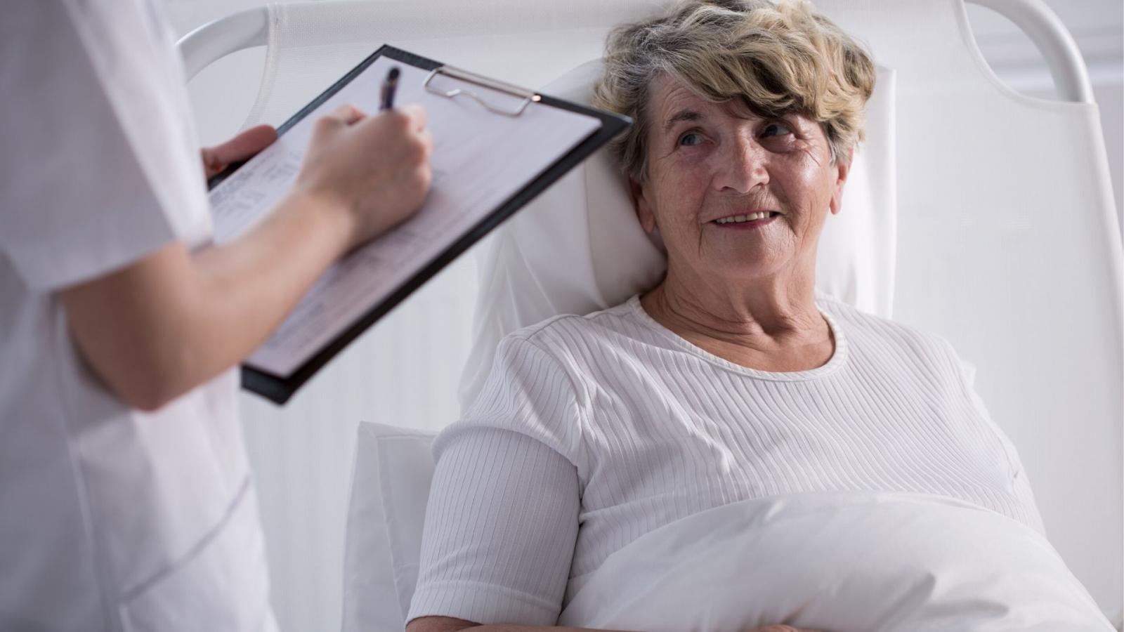 Woman in hospital