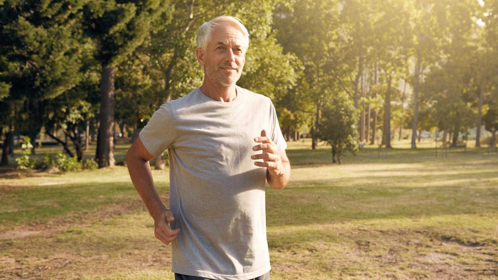 older man running