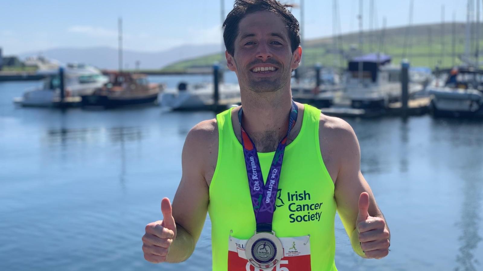 Fundraiser Chris taking part in the Dingle marathon for Irish Cancer Society