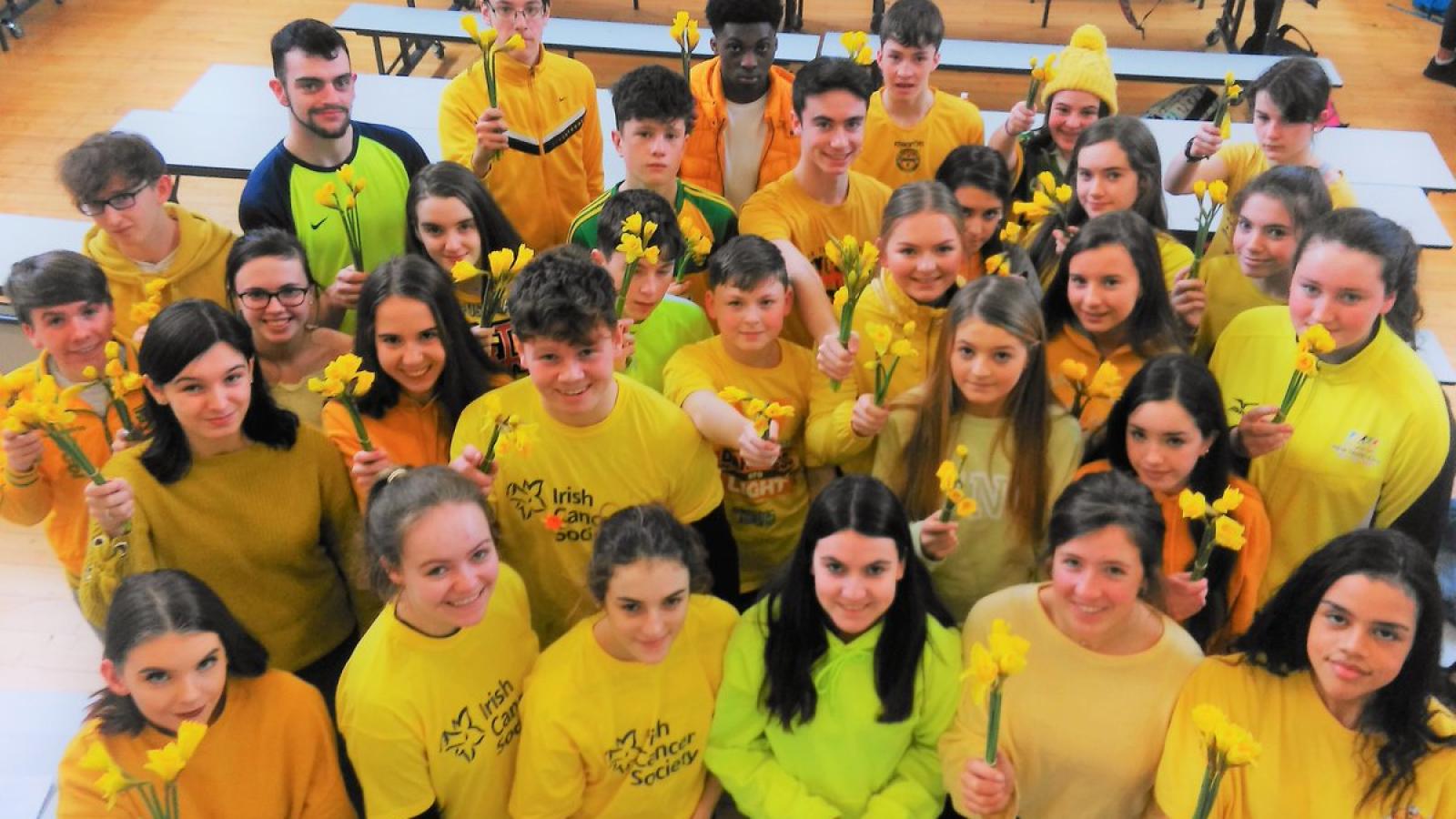 Students taking part in Daffodil Day