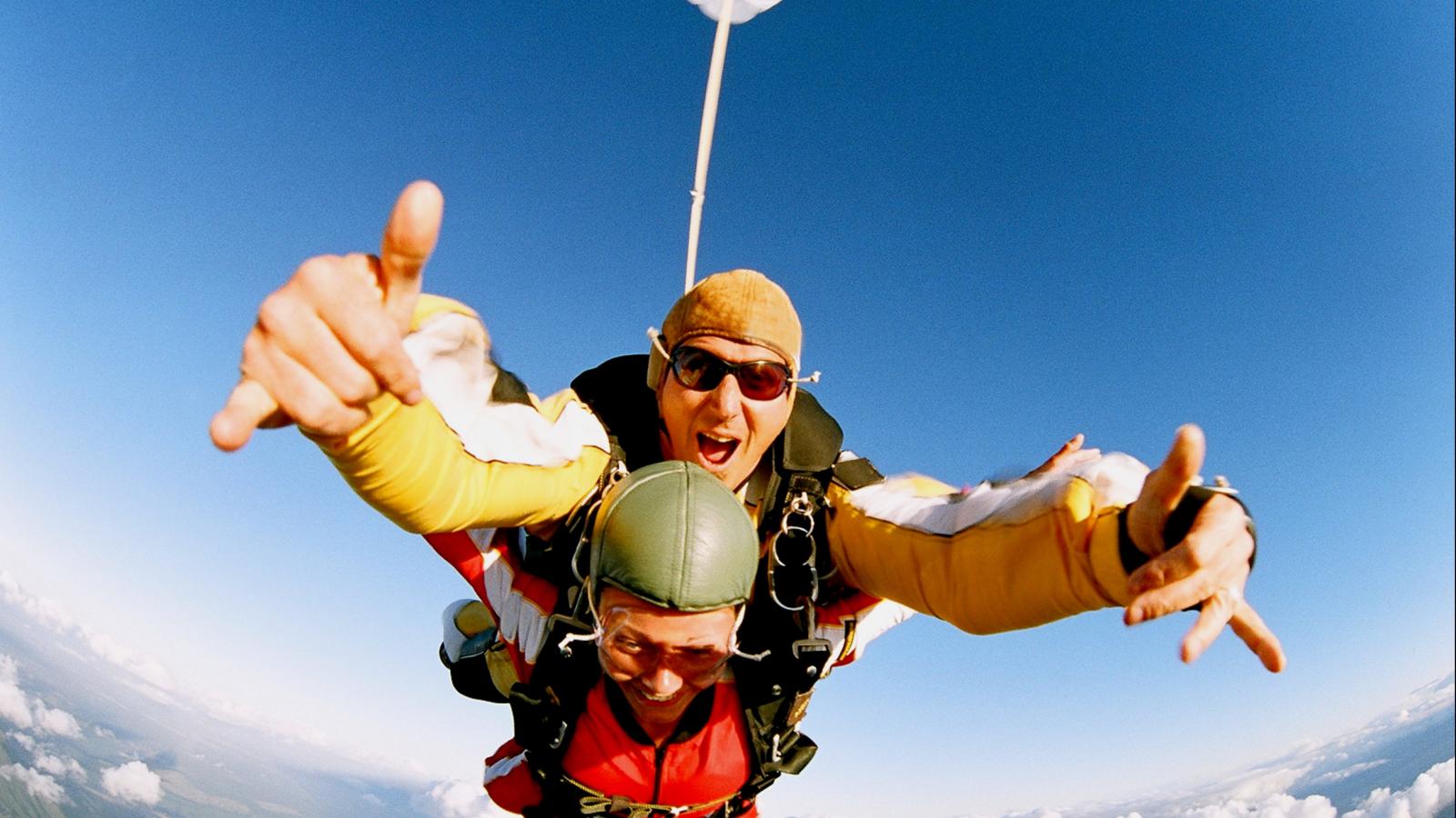 Person skydiving