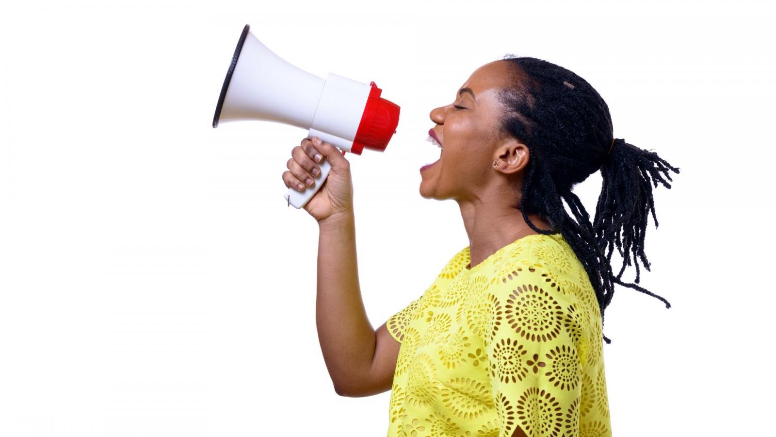 Woman with a megaphone
