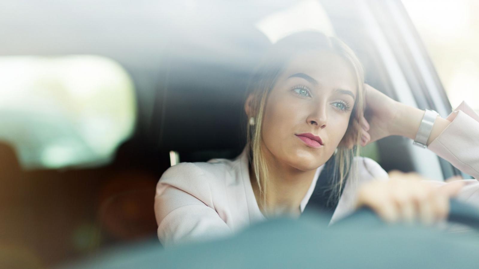 Woman driving a car