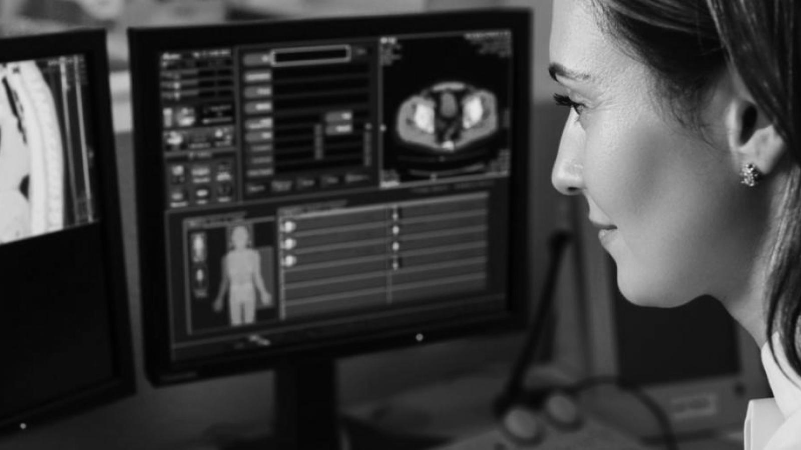Female doctor looking at a scan
